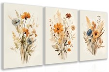 Hianan Vintage Orange Wildflower Canvas 16"L x 12"W Orange Wrapped Canvas 