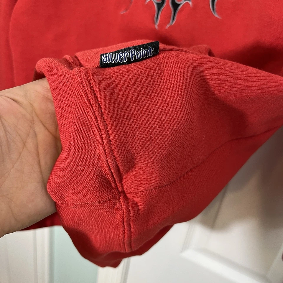 Sudadera con Capucha Silver Point Juvenil Mediana Roja Pullover Tribal Y2K Patinador Sudadera Foto 3 de 4