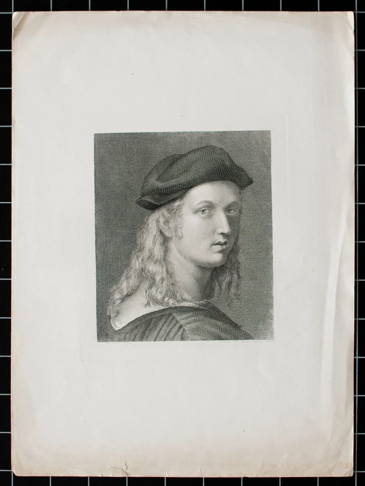 Carl Loedel Bildnis Bindo Altoviti von Raffael Kupferstich 1846 nach Morghen - Bild 2 von 4