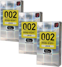 Okamoto 002 L Large Size Ultra Thin Condoms 12pcs x 3 packs-Ship from California