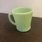 Fire King Oven Ware USA Green Jadeite D Handle Milk Glass Coffee Mug Vintage