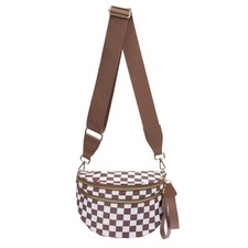 Checkered Nylon Crossbody Bags Bum Bag for Women Large Sling Bag Purse with A...