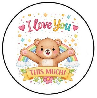 I LOVE YOU THIS MUCH TEDDY BEAR ENVELOPE SEALS LABELS STICKERS PARTY FAVORS