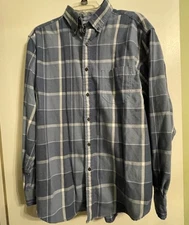 Roundtree & Yorke Men's Long Sleeve Button Plaid Shirt Size Large