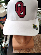 NEW! OU white Oklahoma Sooners Hat Cap One Size White with Blinky red OU