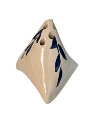 Pillow Flower Frog Signed Studio Art Pottery Ikebana Hand Painted Vase Triangle