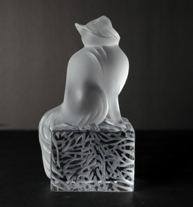 Lalique Art Glass Figural Sculpture Cat Chat On Textured Platform Ebay