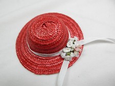 Miniature Straw Hats 4" Mini Straw Hats 1 pcs Hand Made Z154R-WH