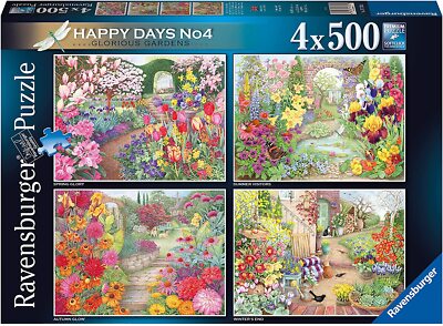 RAVENSBURGER PUZZLE*4 x 500 TEILE*HAPPY DAYS No 4*GLORIOUS GARDENS*RARITÄT*OVP