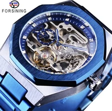 Men's Skeleton Mechanical Luminous Luxury Waterproof Octagon Shape Watch