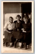 RPPC 3 Ladies: Possibly Mom & 2 Adult Daughters~Someone Peeks Thru Window~1920s