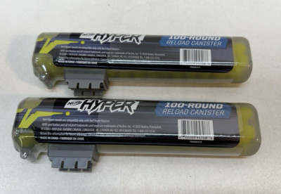 Lot of 2 NERF Hyper E8960 100-Round Easy Reload Refill Canister 200 Rounds Total