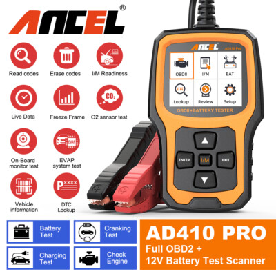 ANCEL AD410 PRO OBD2 Scanner Batterie Tester 12V Überprüfen Motor Diagnosegerät