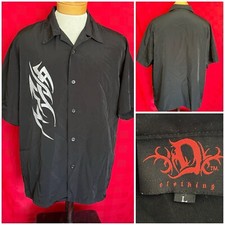 VINTAGE 1990s D Clothing Tribal SEWN Logo Button Down Shirt Size Large Rave Bar
