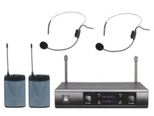 UHF Wireless Dual Headset Microphone Mic System Karaoke School Parties Churches