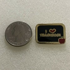 I Love Teaching Chalkboard Apple Teacher Pin Pinback #36755