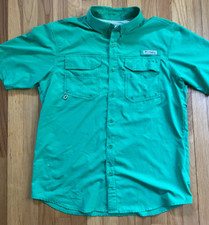 Columbia PFG Fishing Shirt Blood N Guts Kelly Green Short Sleeve OmniShade M
