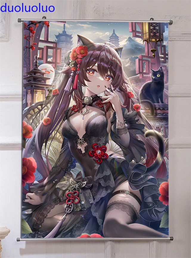 genshin impact hu tao HD Art Poster Home Decor Wall Scroll Painting 60X90cm nnn