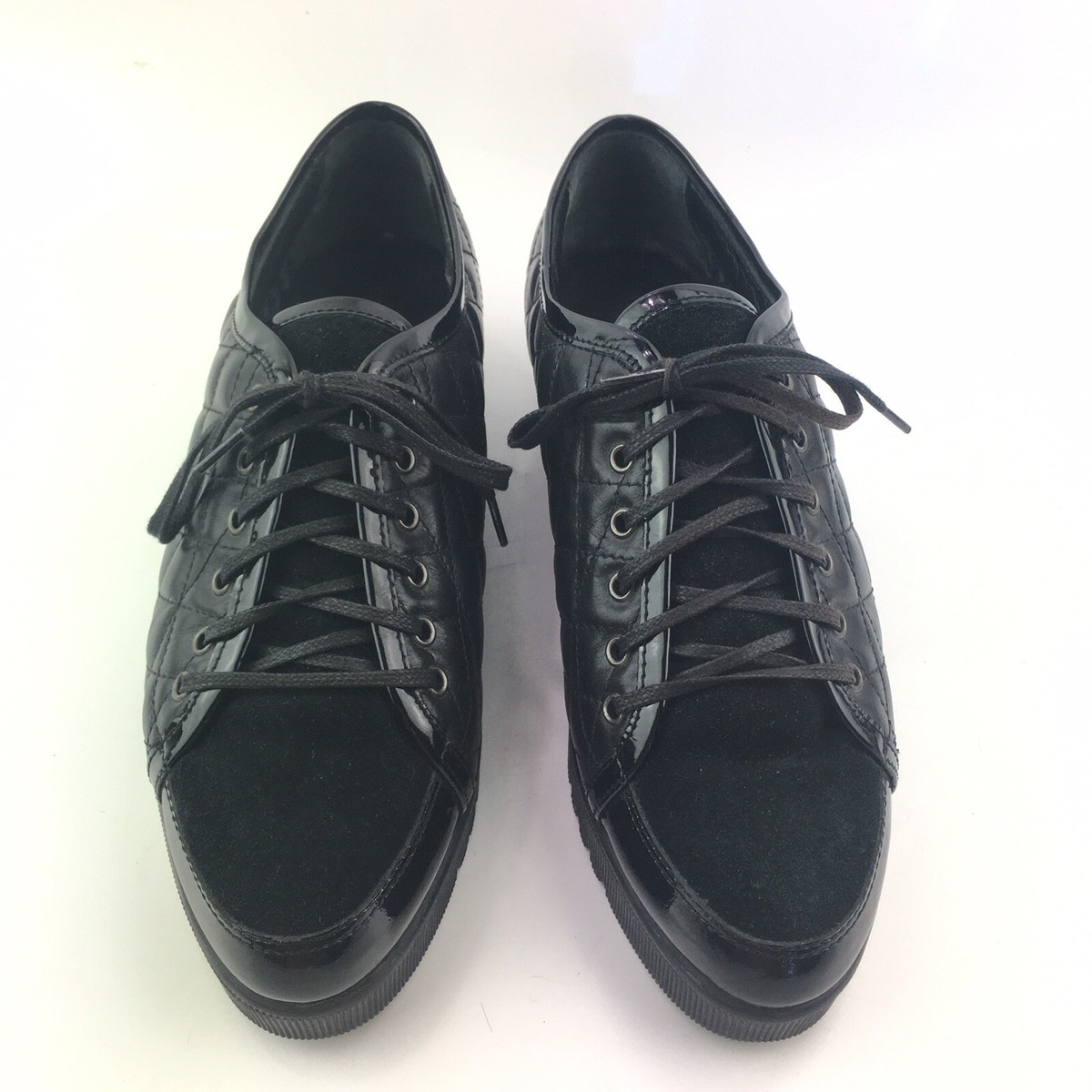AQUATALIA Angelina Womens Black Quilted Leather Lace Up Sneaker