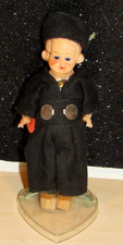 Vintage Celluloid Dutch Doll Sleep Eyes 5" w/Wood Shoes and Stand