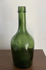 Benedictine Emerald Green Colored Liquor Wine Bottle Horseshoe Antique 1890-1910