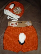 So Dorable Fox Knitted Baby Hat Diaper Cover 3-6 Months Newborn Pictures NWT