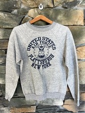 Vtg 80s Made In USA Air Force Base Crewneck Raglan Sweatshirt Gray Medium