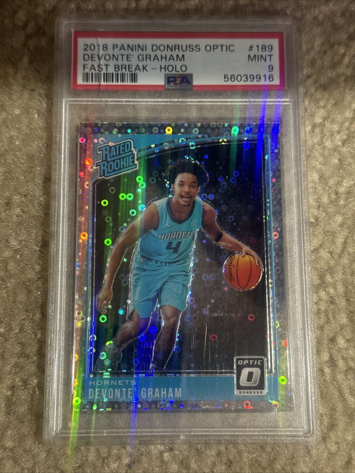 2018 Panini Donruss Optic Devonte’ Graham Fast Break Holo PSA 9 Mint #189