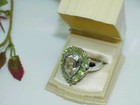 Sterling Peridot & Pear Quartz Ring Sz: 9~ 8.2Gr Vintage Gallery Huge 10.00ct — photo 1