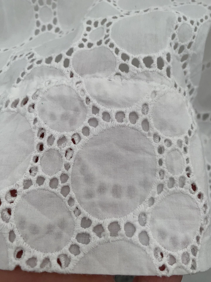 Falda Laura Ashley Forrada Blanco Algodón Bordado Inglés Aline Hasta la Rodilla Playa Foto 2 de 4