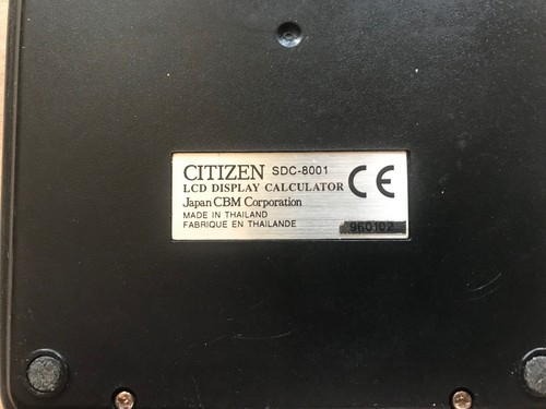 calculator calculatrice CITIZEN SDC8001 ancienne SOLAIRE RARE vintage collection - Photo 3/3