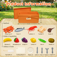 Cut  Play Food Toy Set for Kids, Picnic and Kitchen Pretend Play Toys