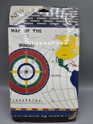 MAP OF THE WORLD  WALLPAPER BORDER by BREWSTER WALLCOVERING School Learn Compass