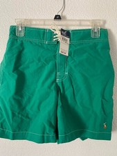 Polo Ralph Lauren Boys Size M 12/14 Green Swim Trunks Board Shorts NWT