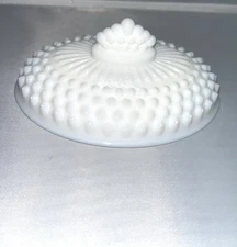 Fenton Milk Glass Hobnail REPLACEMENT LID ONLY Footed Oval Covered Candy Dish