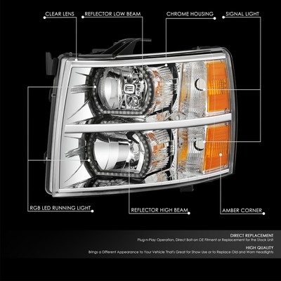 For 2007-2013 Chevy Silverado RGB Sequential Start-Up LED DRL
