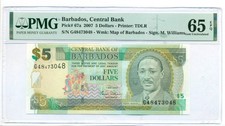 Barbados 2007 5 Dollars Bank Note Gem Unc 65 EPQ PMG