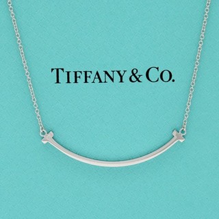 Tiffany and Co 18k White Gold T Smile Pendant Necklace 16 18" Necklace #JB672 4