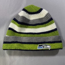 Seattle Seahawks Beanie Unisex Green Gray Stripe Knit OSFM Superbowl Fans