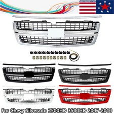 For Silverado 2500hd 3500hd 2007-2010 Lt Style Front Grille W Hood Molding Trim