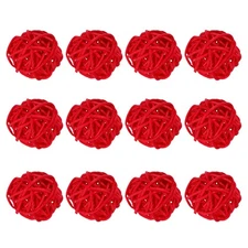 Wicker Rattan Balls 12 Pack 1.2in for DIY Craft Red