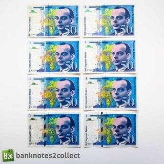 FRANCE: 8 x 50 French Franc Banknotes.