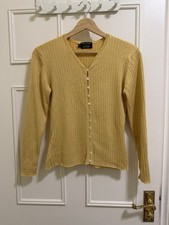 Vintage Hobbs Marilyn Anselm Silk Blend Ribbed Cardigan Yellow Size L