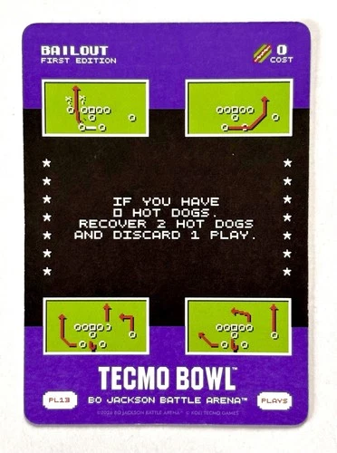 Bo Jackson Battle Arena Tecmo Bowl ‘Bailout’ Play Card #PL13 SSP