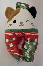Jazwares Squishmallows Christmas Cam the Cat Slippers Youth Size:13-1 Red Green