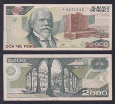 Banknote Mexico 2000 Pesos 1989 P.-86c BB/VF