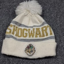 Hogwarts Harry Potter Pompom White and Gold beanie Youth OSFM RN 115665