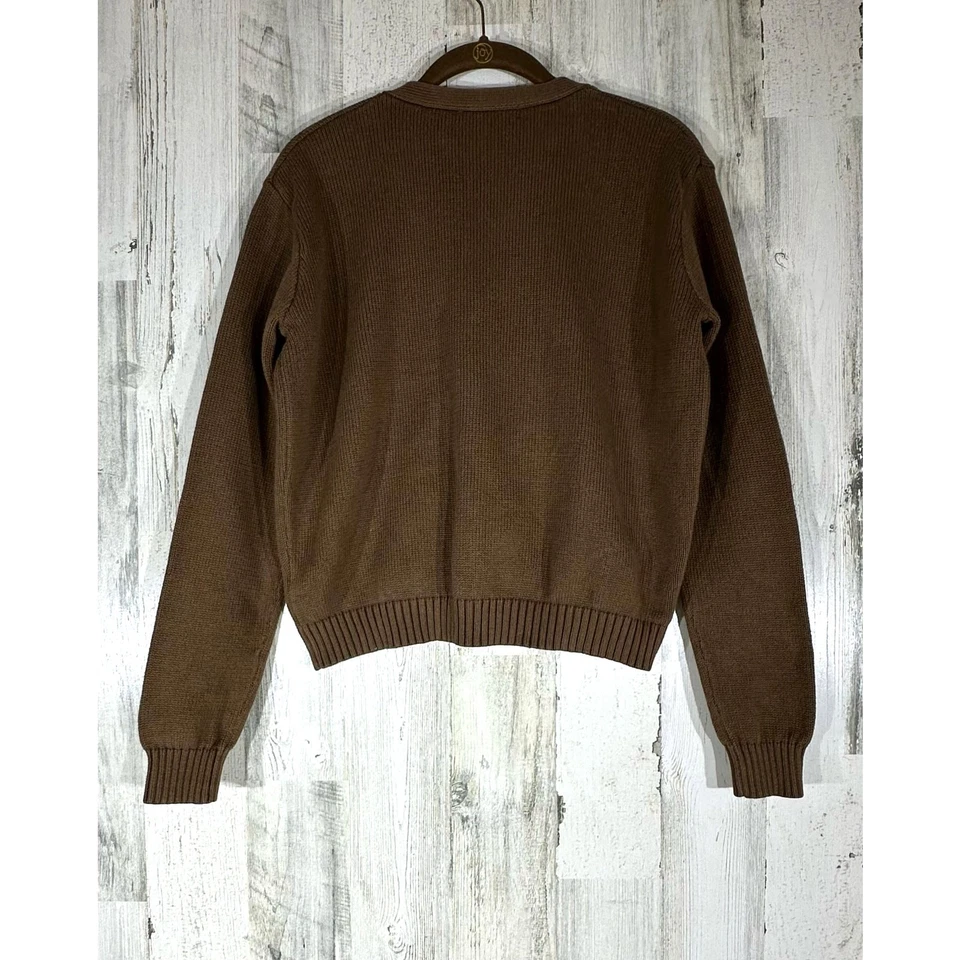 Brandy Melville Cropped Button Up Cardigan Sweater Chocolate Brown Cotton Blend - Image 2 of 4