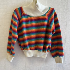 JCPenney Vintage Kids Rainbow Stripe Pullover Mock Neck Sweater 18-24 Months