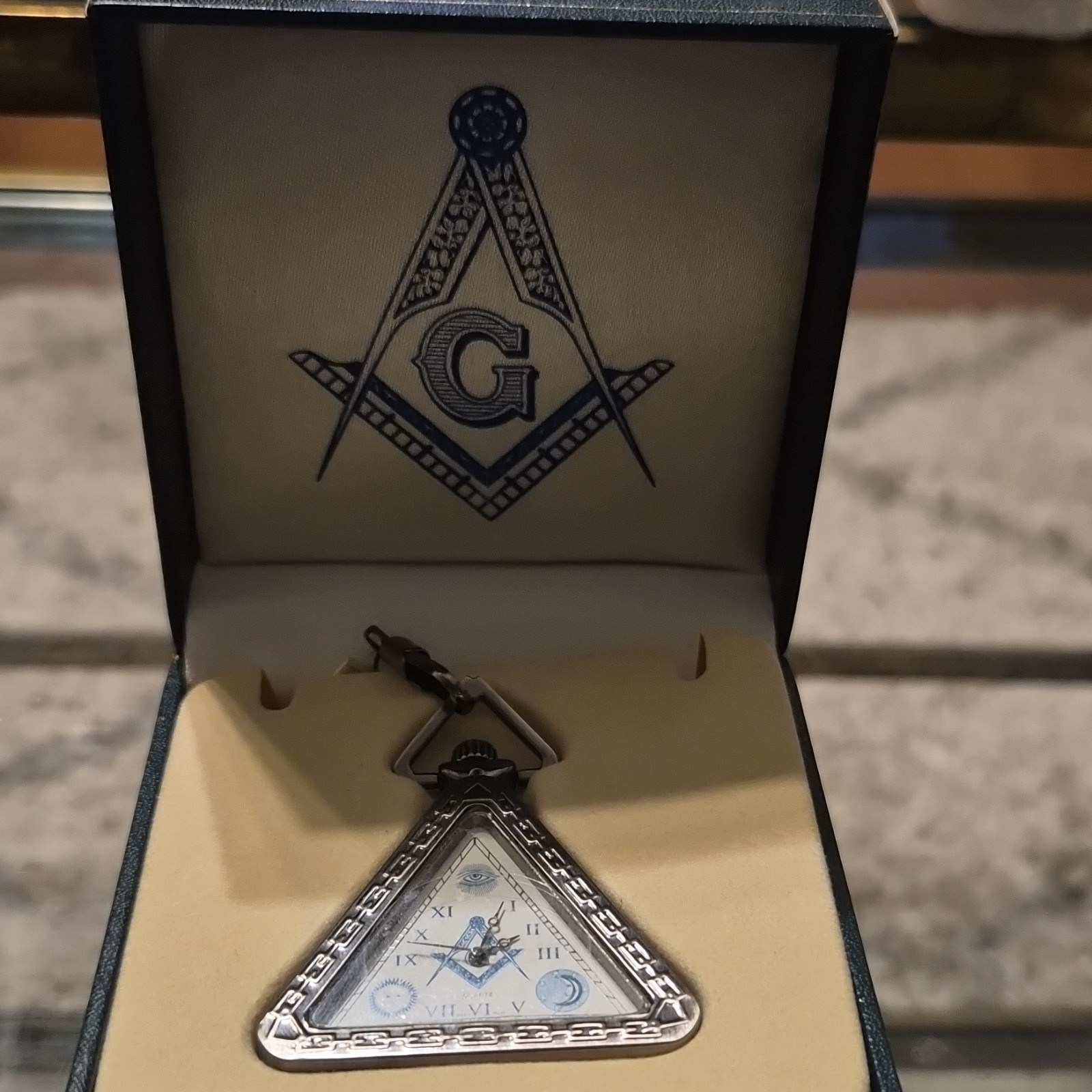 Triangular Freemasonry Quartz Silver Pocket Watch… - image 6